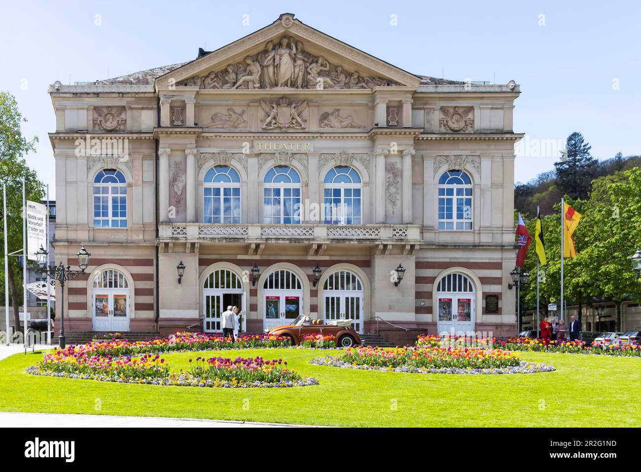 Theater, historisches Stadttheater, Außenansicht, Stadtblick, Baden-Baden, Baden-Württemberg, Deutschland Stockfoto