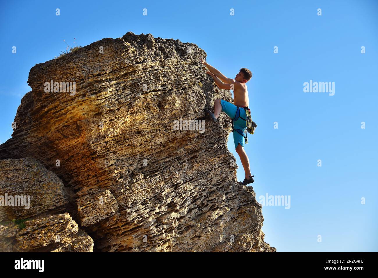 Kletterer auf den Bergen. Reise- und Tourismuskonzept. Stockfoto