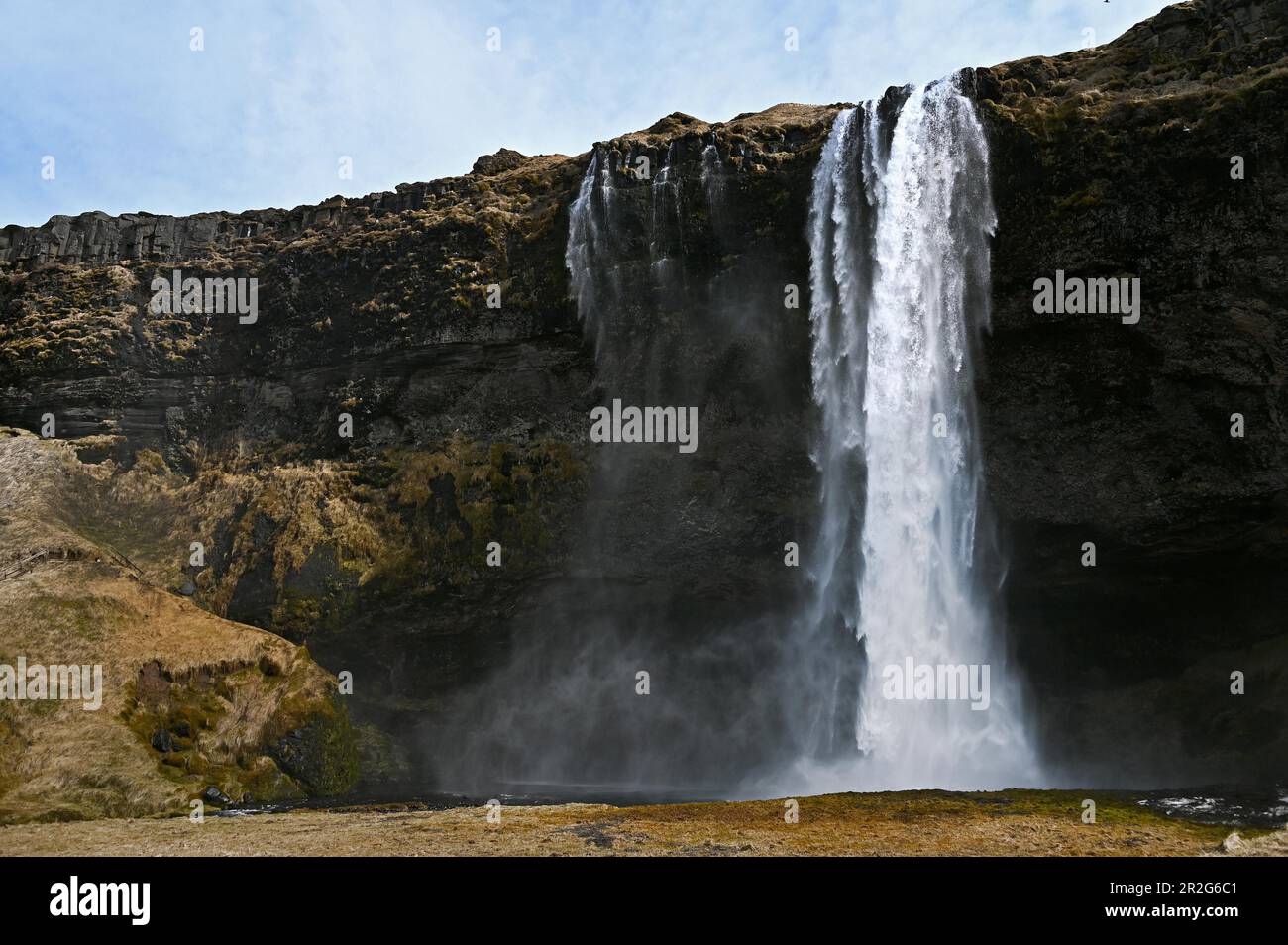 Seljalandsfoss Wasserfall an der Südküste Islands Stockfoto