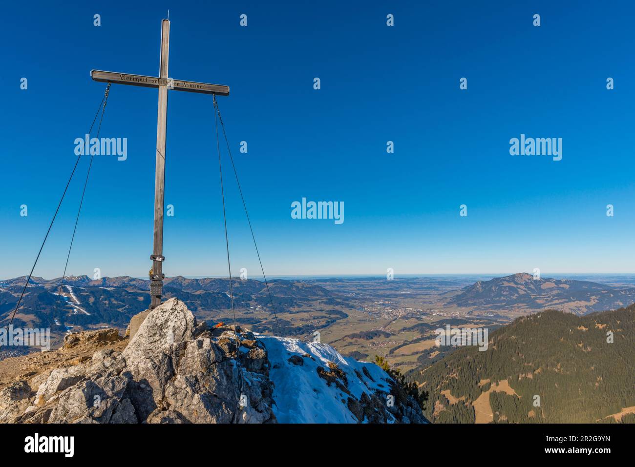 Panorama vom Rubihorn, 1957m, im Illertal, den Allgäu-Alpen, Allgäu, Bayern, Deutschland, Europa Stockfoto