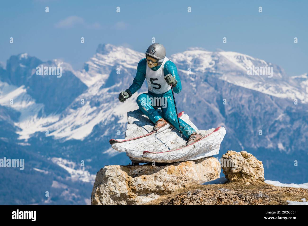 Skifahrer, Figur, Compatsch, Seiser Alm, Südtirol, Südtirol, Italien Stockfoto