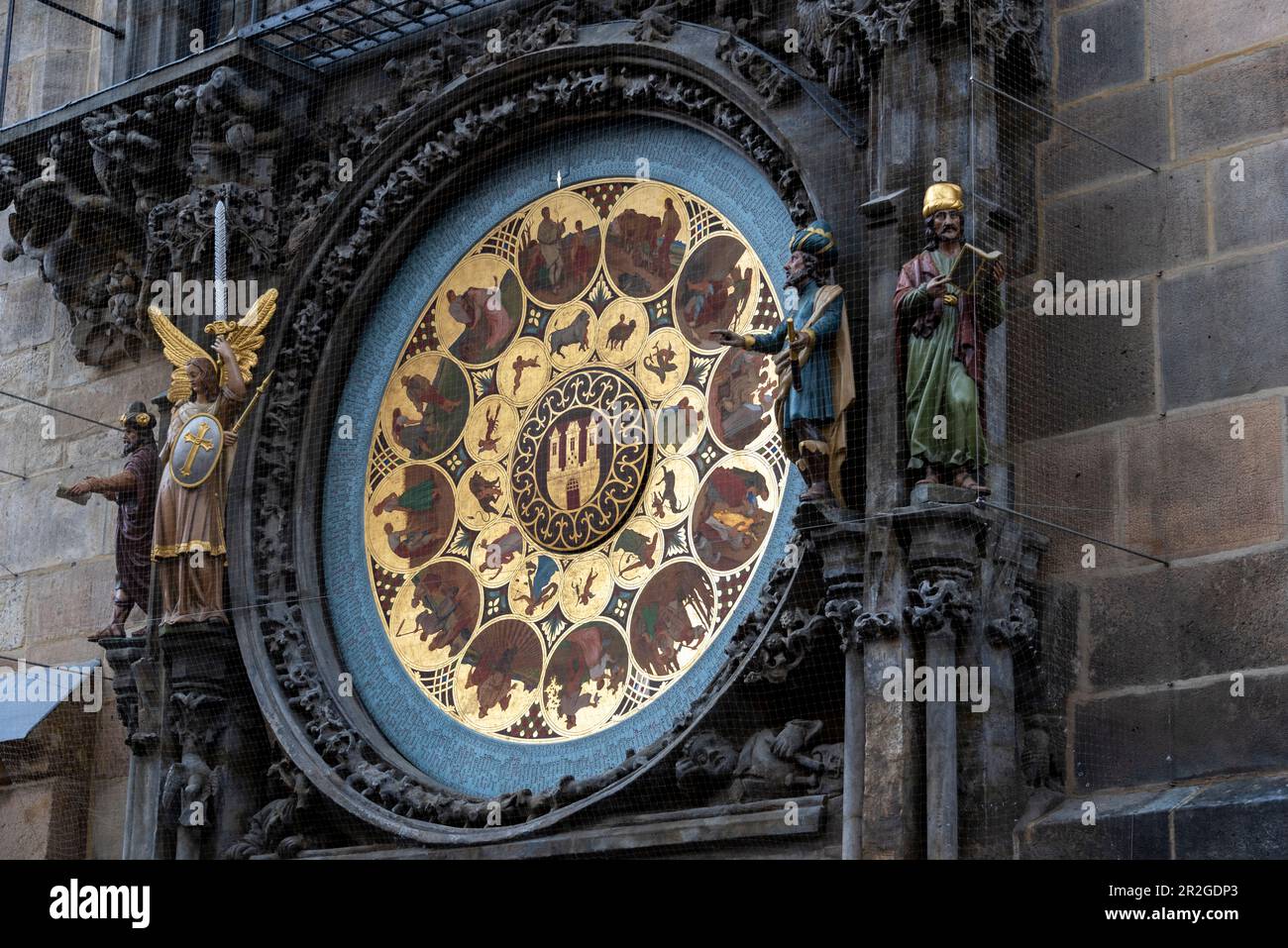 Astronomische Uhr, Detail, Altes Rathaus, UNESCO-Weltkulturerbe, Prag, Tschechische Republik Stockfoto
