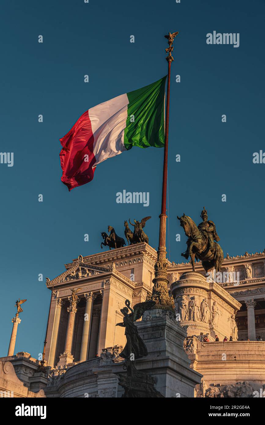 Reiterstatue von Victor Emmanuel II., Nationaldenkmal für Victor Emmanuel II., Monumento a Vittorio Emanuele II., Rom, Latium, Italien, Europa Stockfoto