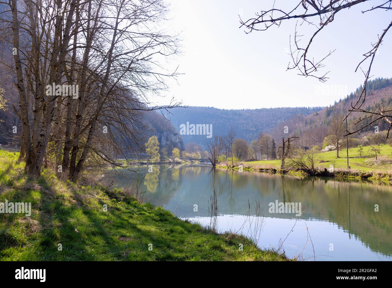 Donautal bei Neumühle, Hausen im Tal, Naturpark Obere Donau im Schwäbischen Jura, Baden-Württemberg, Deutschland Stockfoto