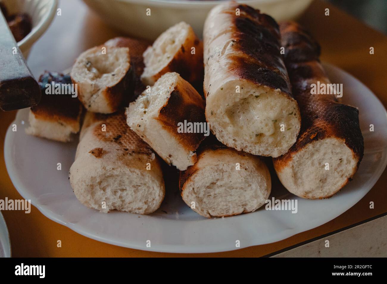 Gebratenes Knoblauchbrot Stockfoto