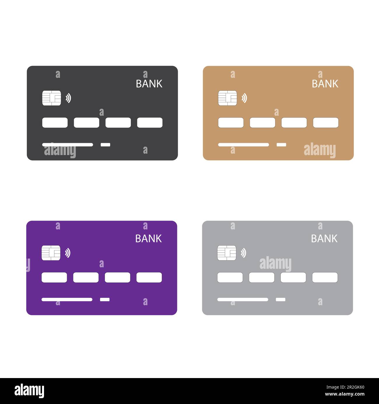 Farbige Kreditkarten auf weißem Hintergrund mit Platz für Kopien Stock Vektor
