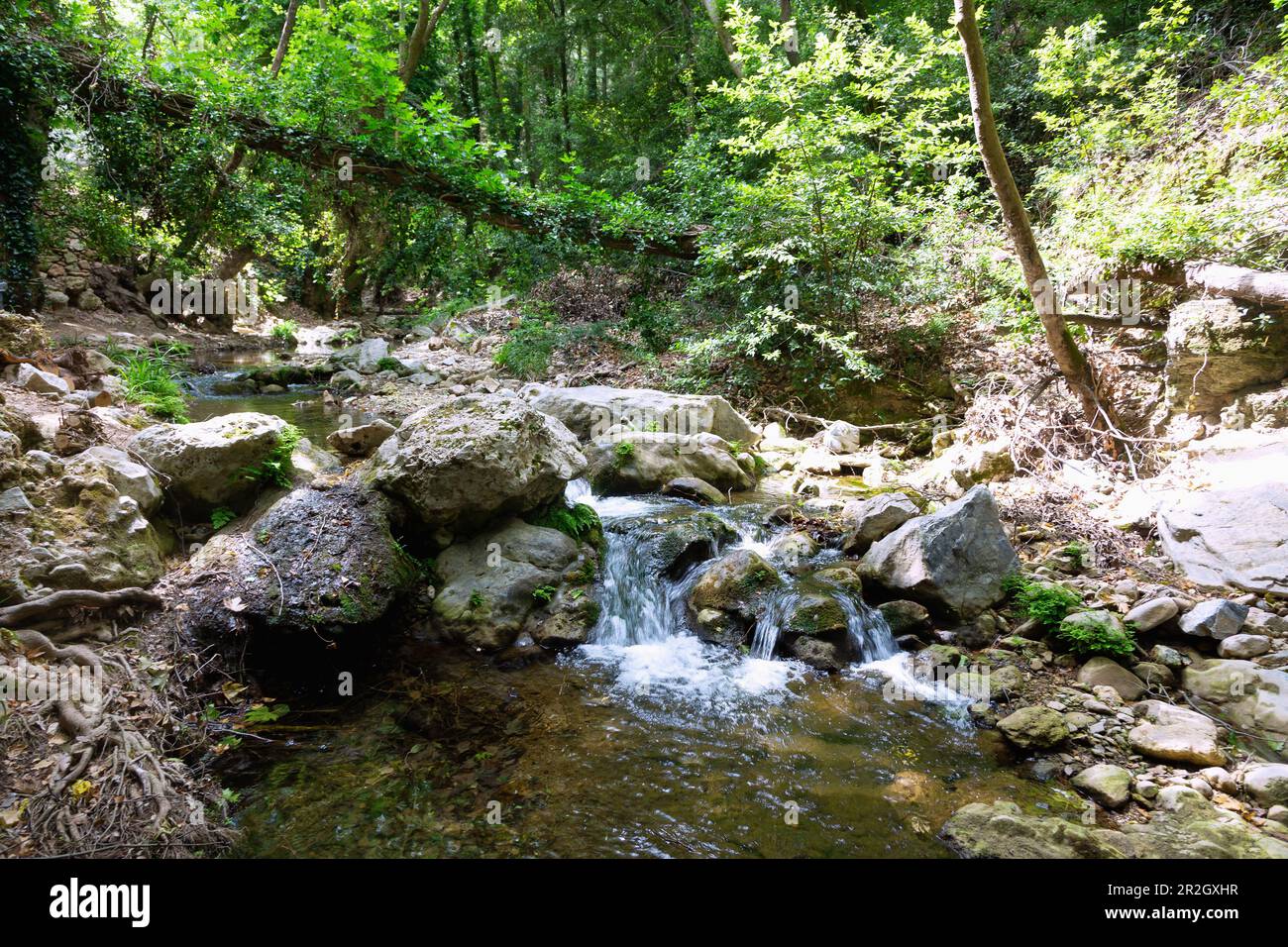 Potami, Wanderweg zum Potami Wasserfall auf der Insel Samos in Griechenland Stockfoto