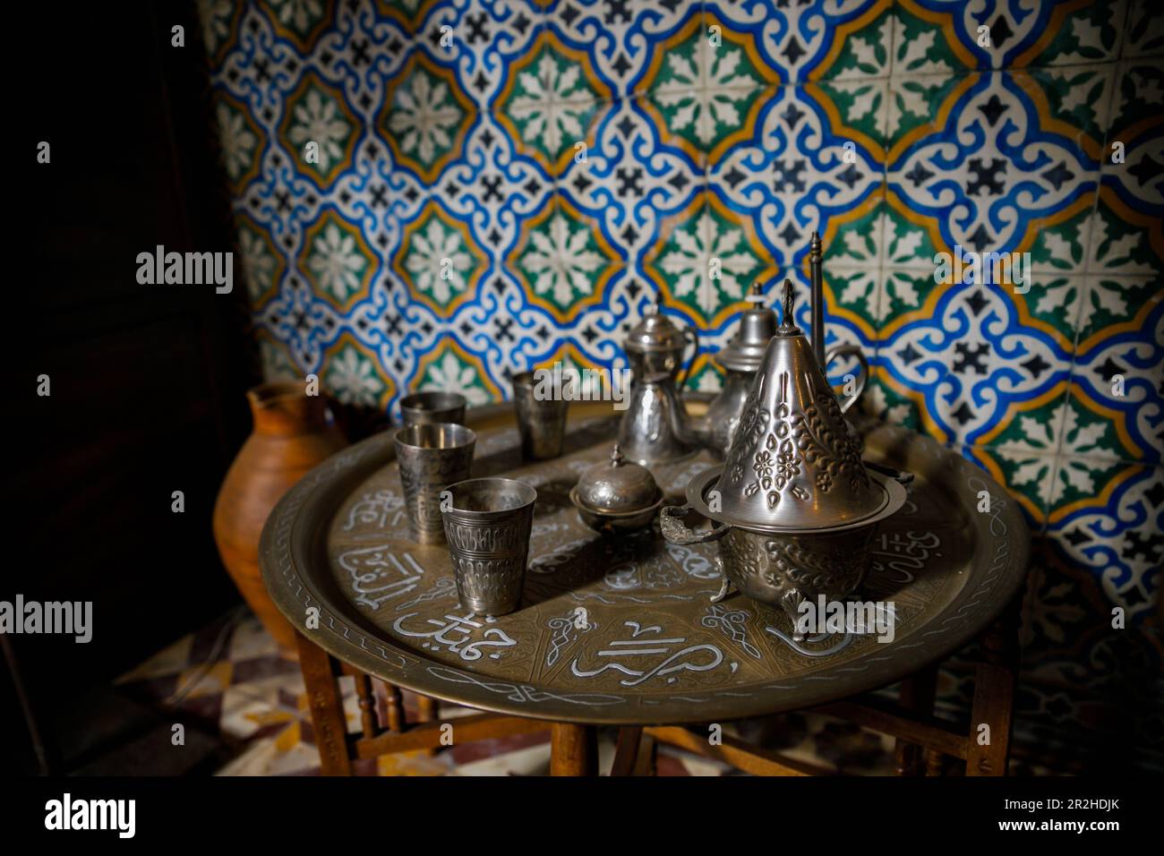 Antiker Tee in marrakesch, marokko Stockfoto
