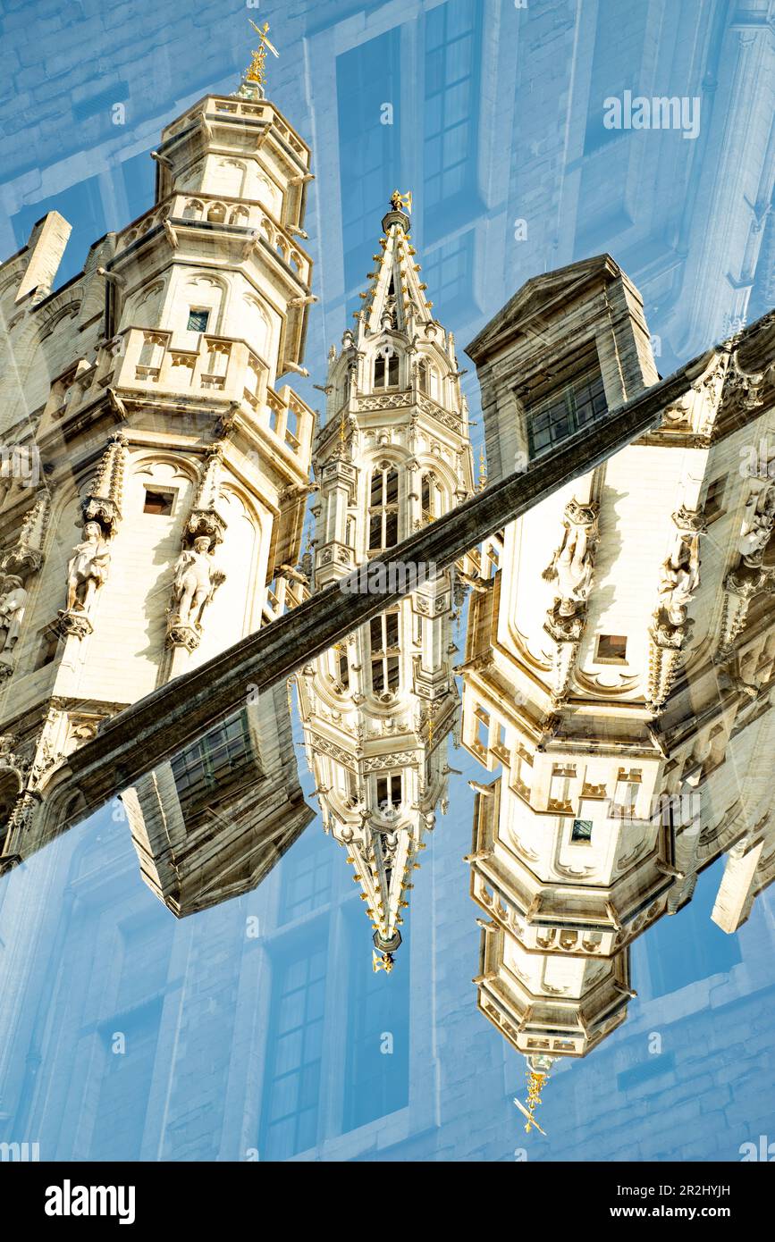 Doppelte Belichtung der Innenstadt von Brüssel. Stockfoto