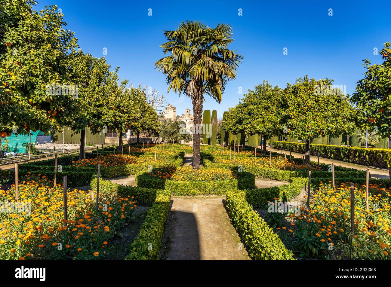 Gärten des Schlosses, Alcazar de los Reyes Cristianos in Cordoba, Andalusien, Spanien Stockfoto