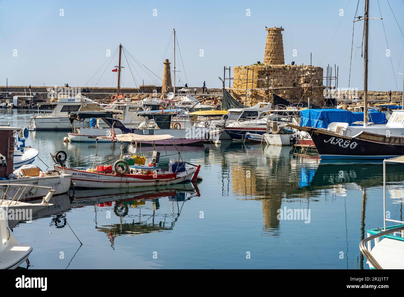 Hafen von Kyrenia oder Girne, Türkische Republik Nordzypern, Europa Stockfoto