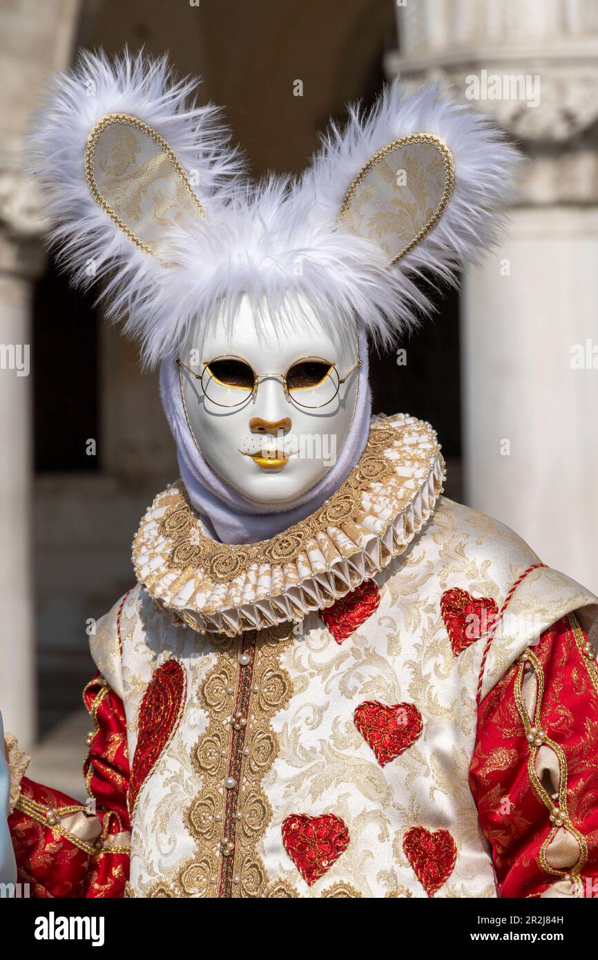 Figur in Karnevalskostüm, Venedig, Venetien, Italien, Europa Stockfoto