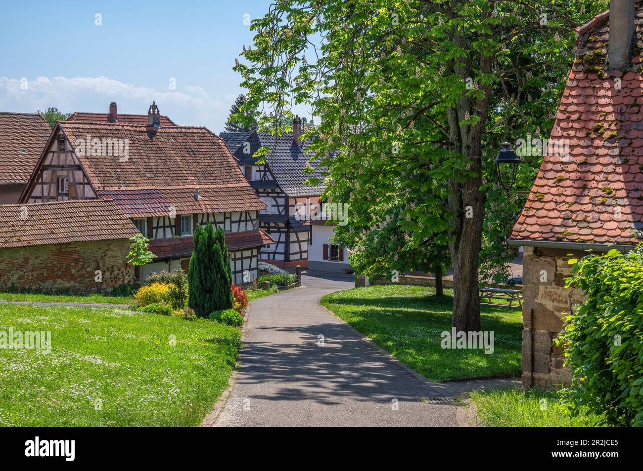 Hunspach, schönstes Dorf in Frankreich 2020, Nordelsass, Bas-Rhin Grand Est, Elsass-Champagne-Ardenne-Lothringen, Frankreich Stockfoto