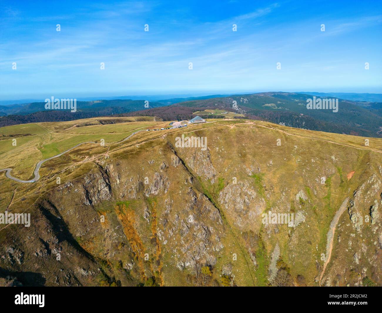 Hohneck in den Vogesen, Vosges Ridge Road, Route des Crêtes, Départements Vosges / Haut-Rhin, Grand Est, Elsass-Champagne-Ardenne-Lothringen, Frankreich Stockfoto