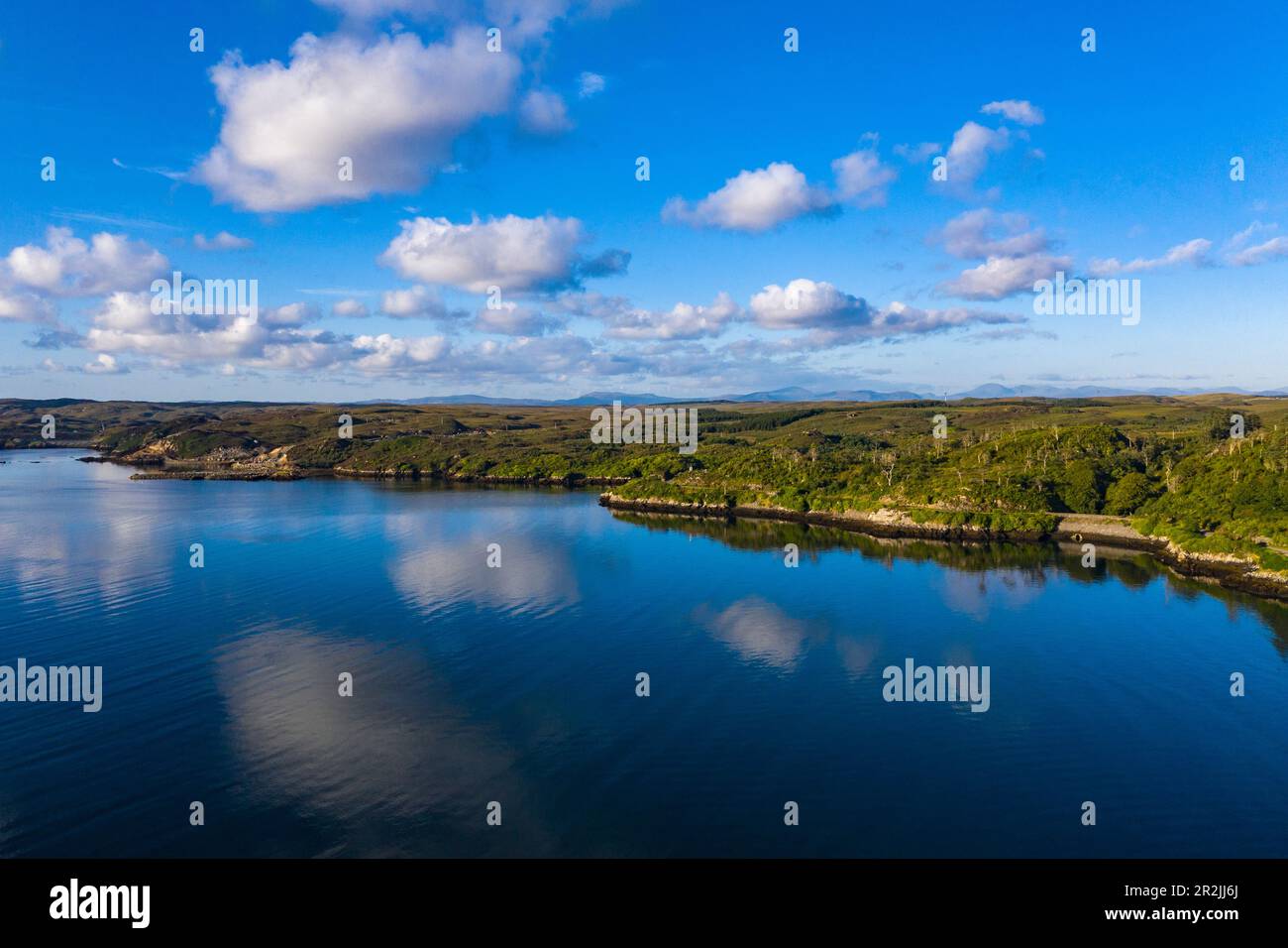 Luftaufnahme der Küste, Stornoway, Lewis und Harris, Äußere Hebriden, Schottland, Großbritannien, Europa Stockfoto