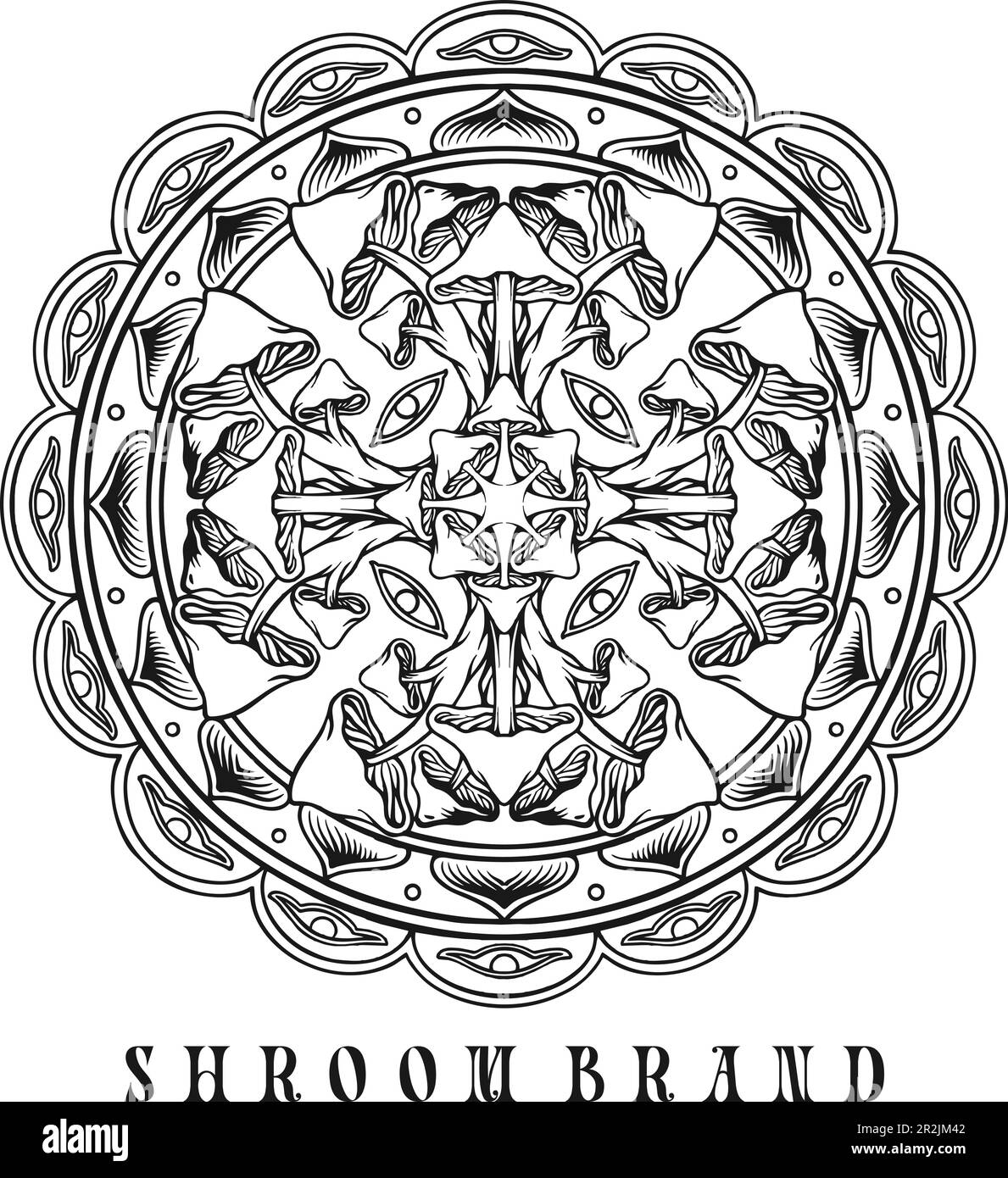 Mandala psychedelische magische Pilze trippische Dekoration Illustrationen Silhouette Vektorbilder für deine Arbeit Logo, Merchandise-T-Shirt, Aufkleber Stock Vektor