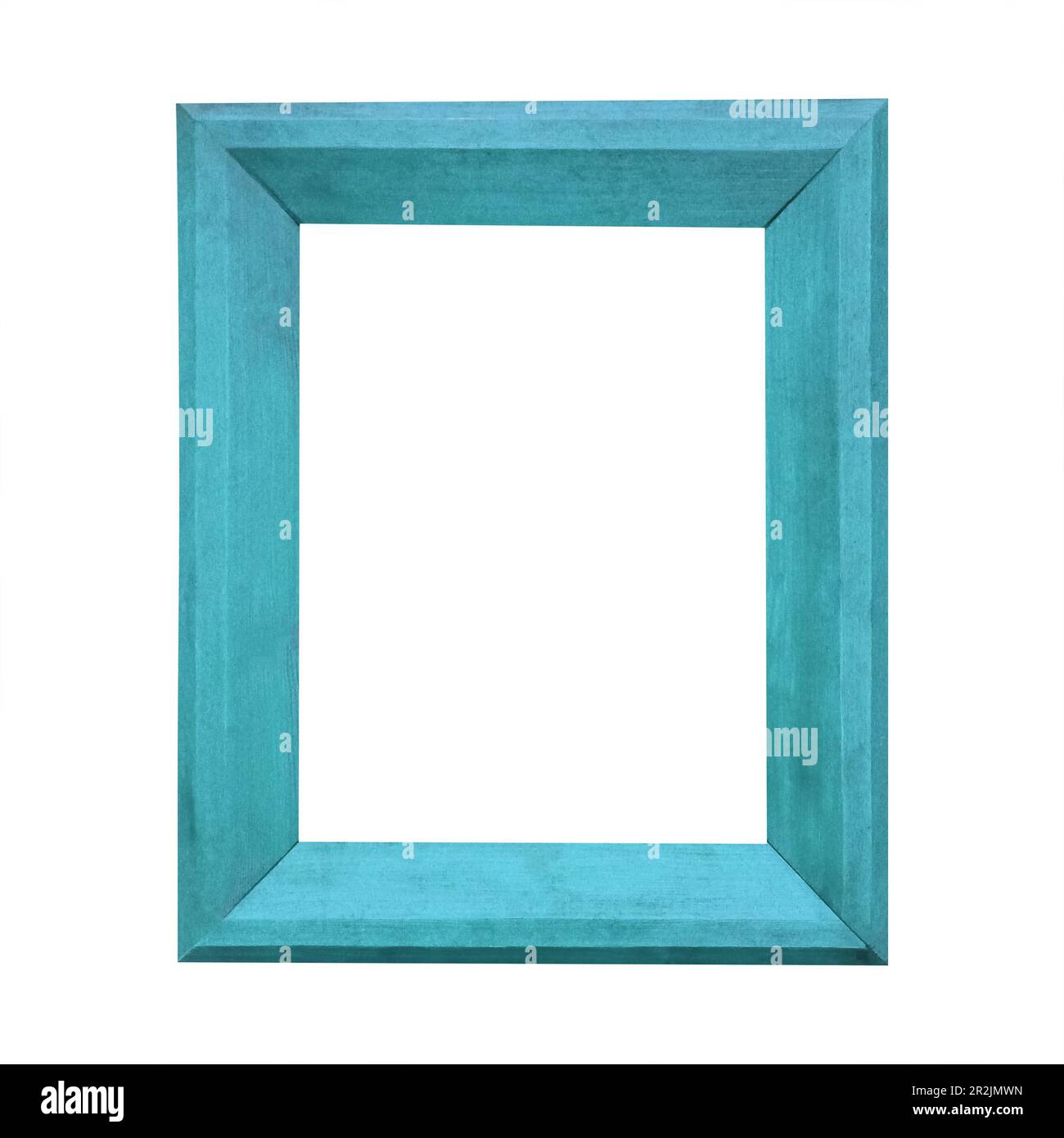 Blauer Bilderrahmen moderner, einfacher, moderner, rechteckiger, isolierter Stil, weißer Hintergrund Stockfoto