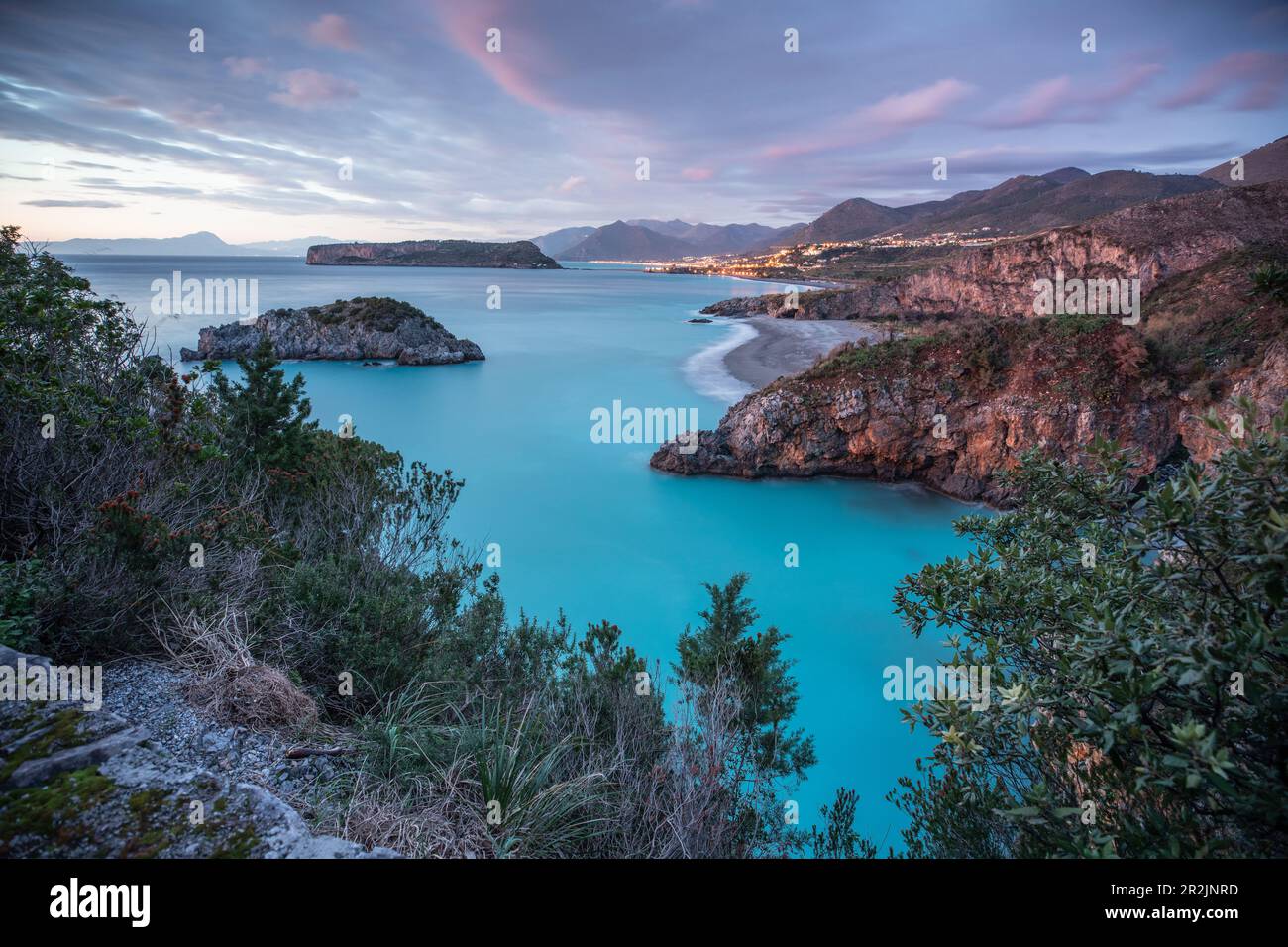 Abend am Strand San Nicola Arcella, Cosenza, Kalabrien, Italien, Europa Stockfoto