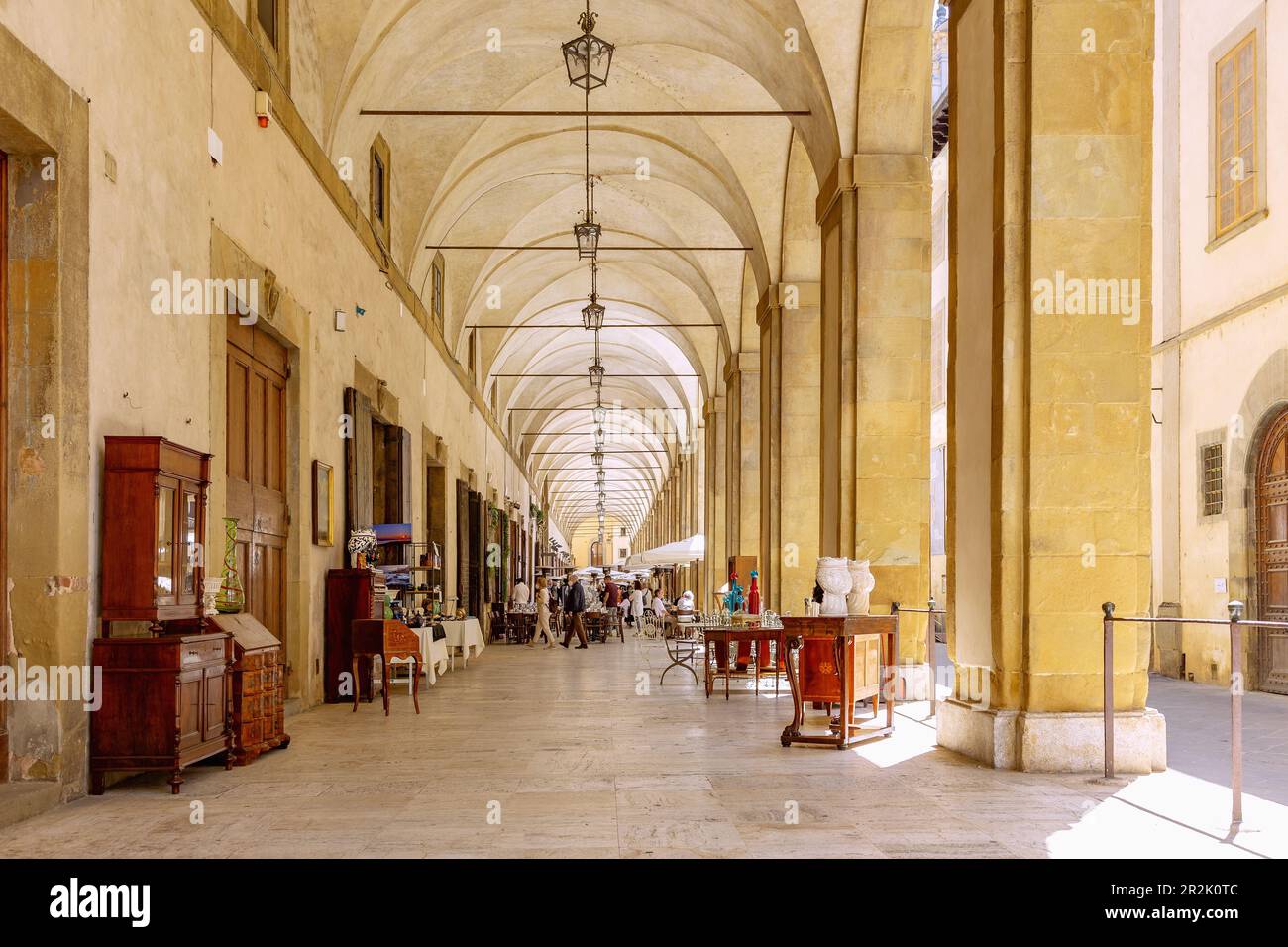 Arezzo; Piazza Grande, Galleria di Vasari, Palazzo delle Logge Stockfoto