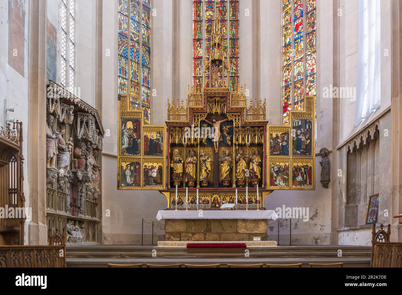 Rothenburg ob der Tauber, St. Jakobus, Hauptaltar, Altar der zwölf Boten Stockfoto