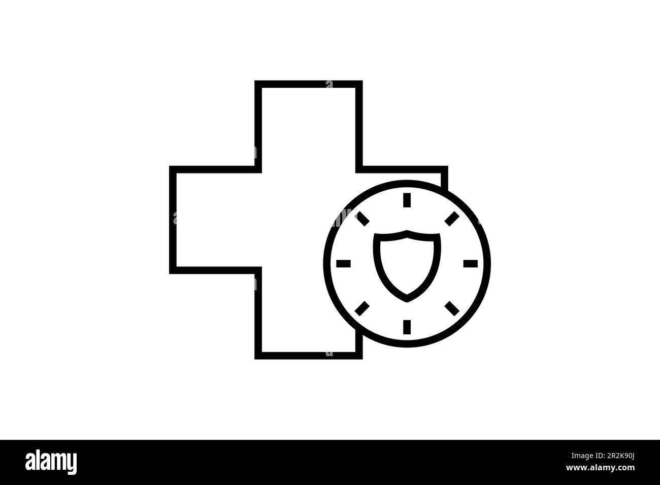 Symbol für das Konzept der langfristigen Versicherung. Krankenversicherungstyp, Medizinische Hilfe nach Arbeitsunfall. Liniendesign. Einfache Vektorkonstruktion editierbar Stock Vektor