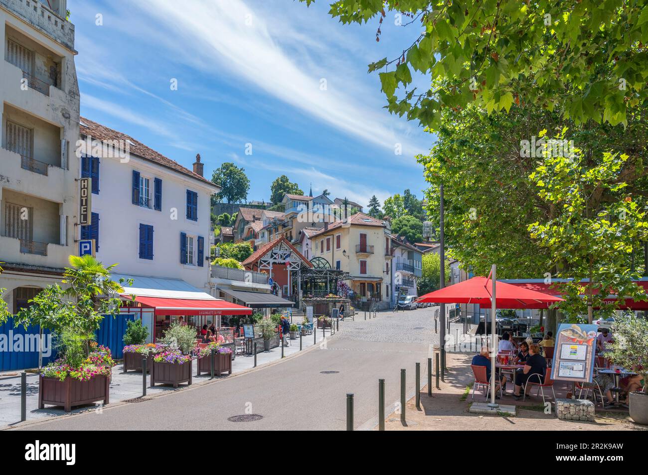 Gasse in Thonon les Bains, Departement Haute-Savoie, Auvergne-Rhone-Alpes, Frankreich Stockfoto