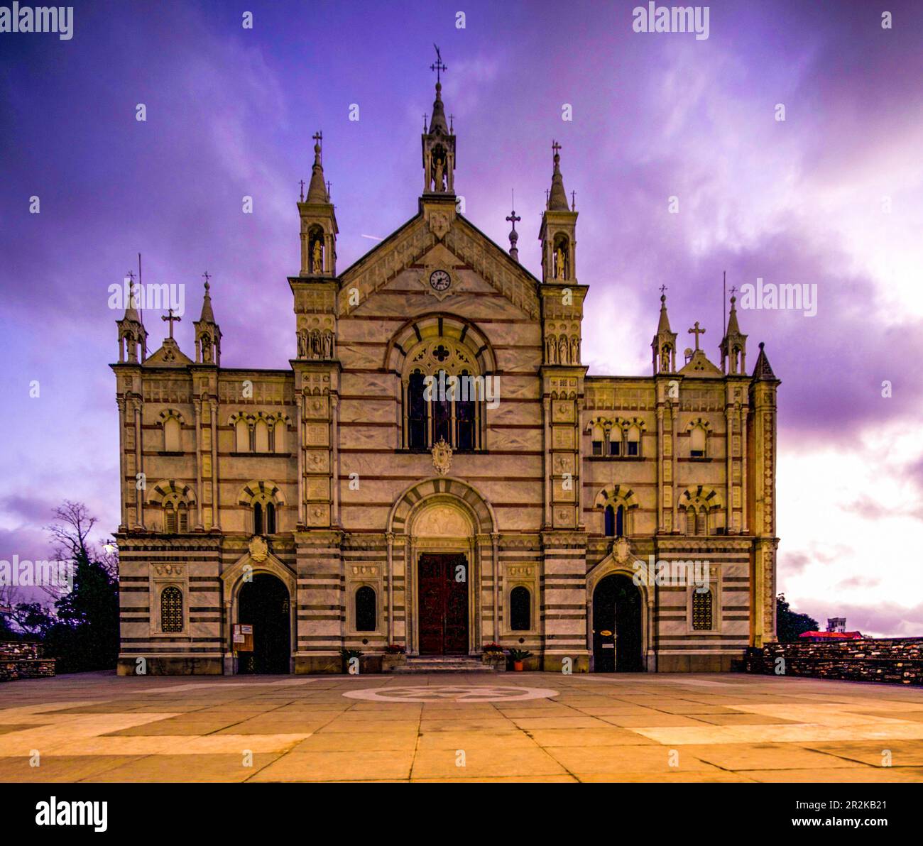 Heiligtum der Madonna di Montallegro am frühen Morgen, Rapallo, Provinz Genua, Ligurien, Riviera di Levante, Italien Stockfoto