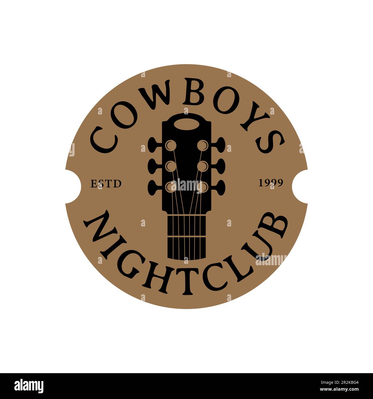 Vintage Retro Cross Country Gitarre für Saloon Bar Cowboy Music Logo Stempel, Emblem Gitarre Stock Vektor