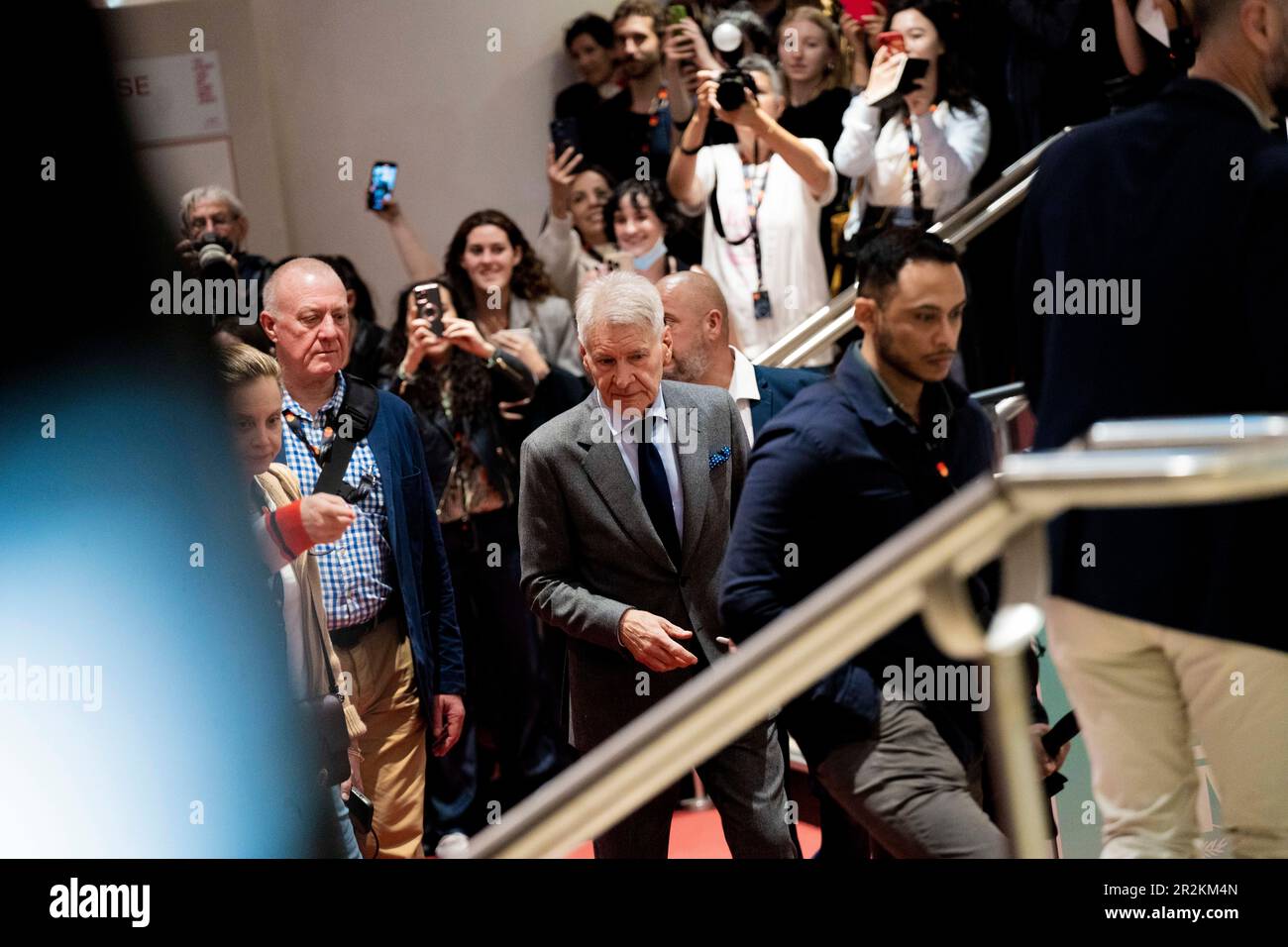 Cannes, Frankreich, 19. Mai 2023, Harrison Ford, Mads Mikkelsen, Phoebe Waller-Bridge und die Besetzung von Indiana Jones nehmen an dem 76. Jährlichen Film in Cannes Teil Stockfoto