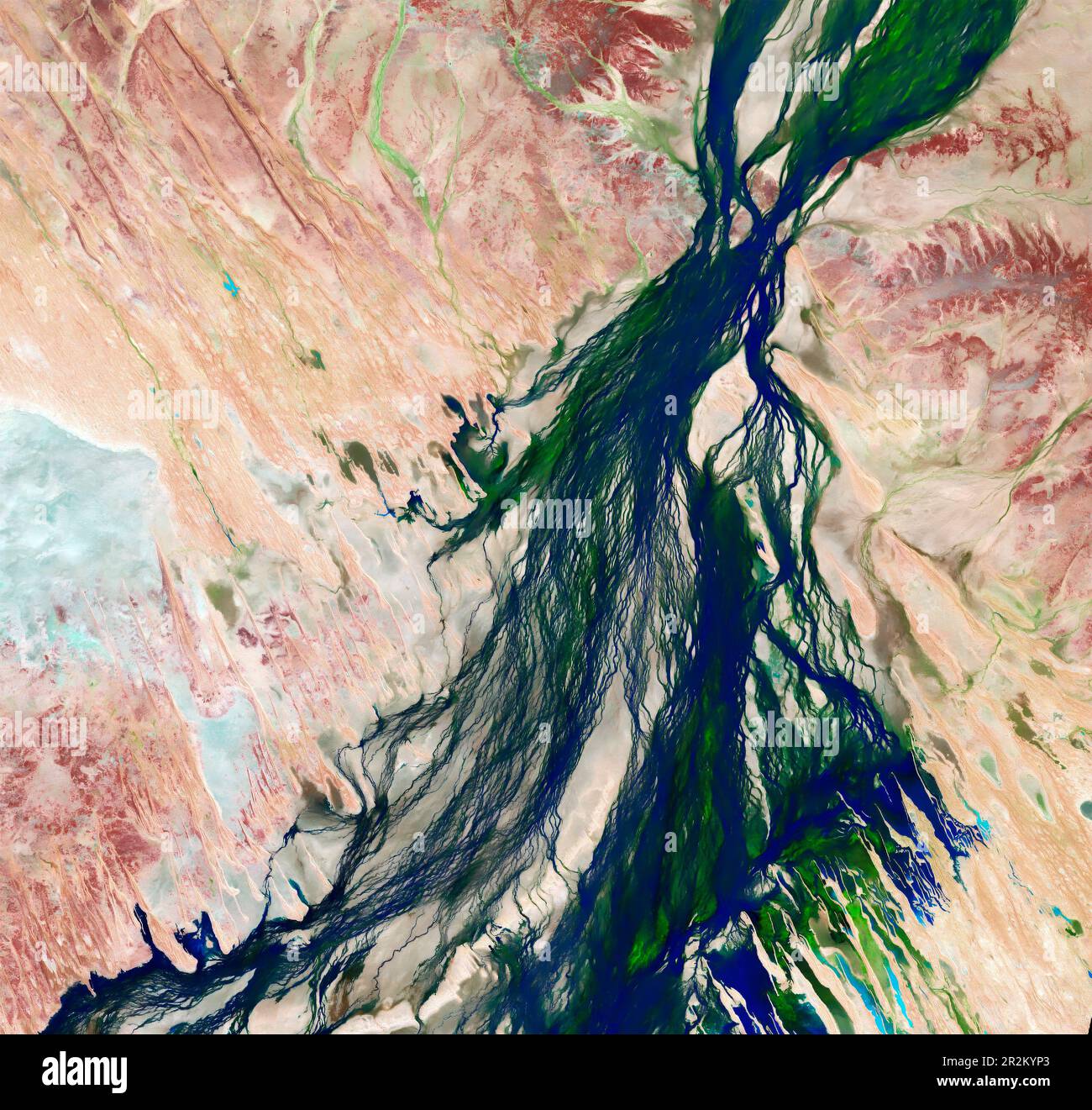 Satellitenansicht des Diamantina River, Queensland, Australien Stockfoto