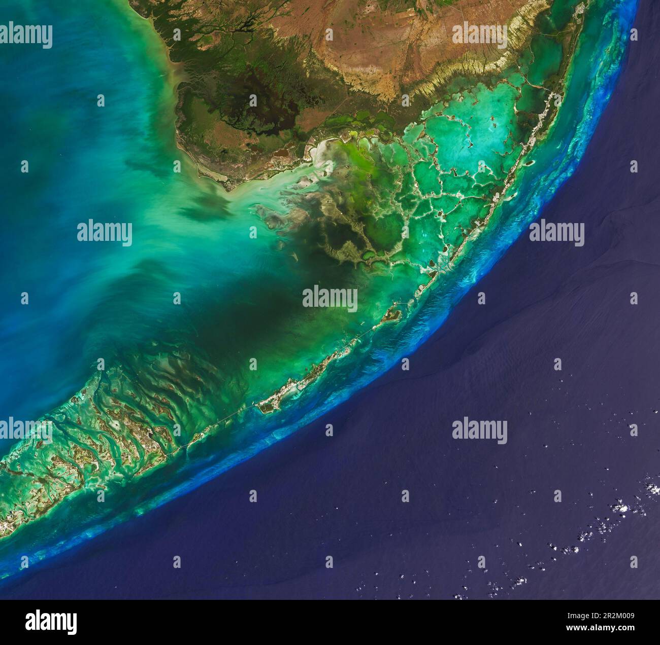 Satellitenansicht der Florida Keys mit Land und Meer, Florida, USA Stockfoto