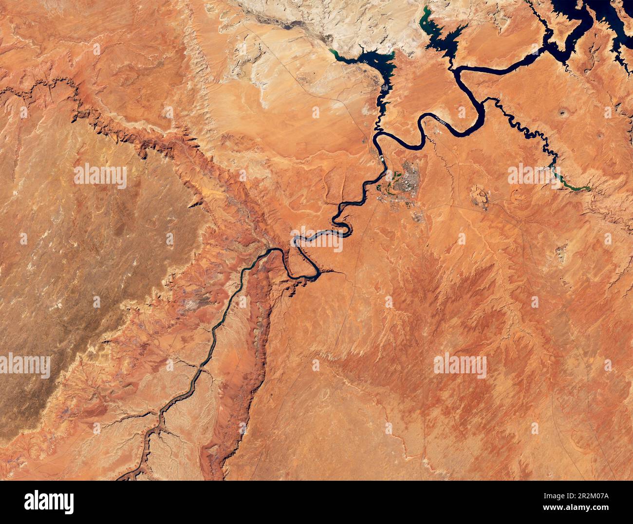 Satellitenansicht des Colorado River in Richtung Horseshoe Bend und Marble Canyon, Arizona, USA Stockfoto