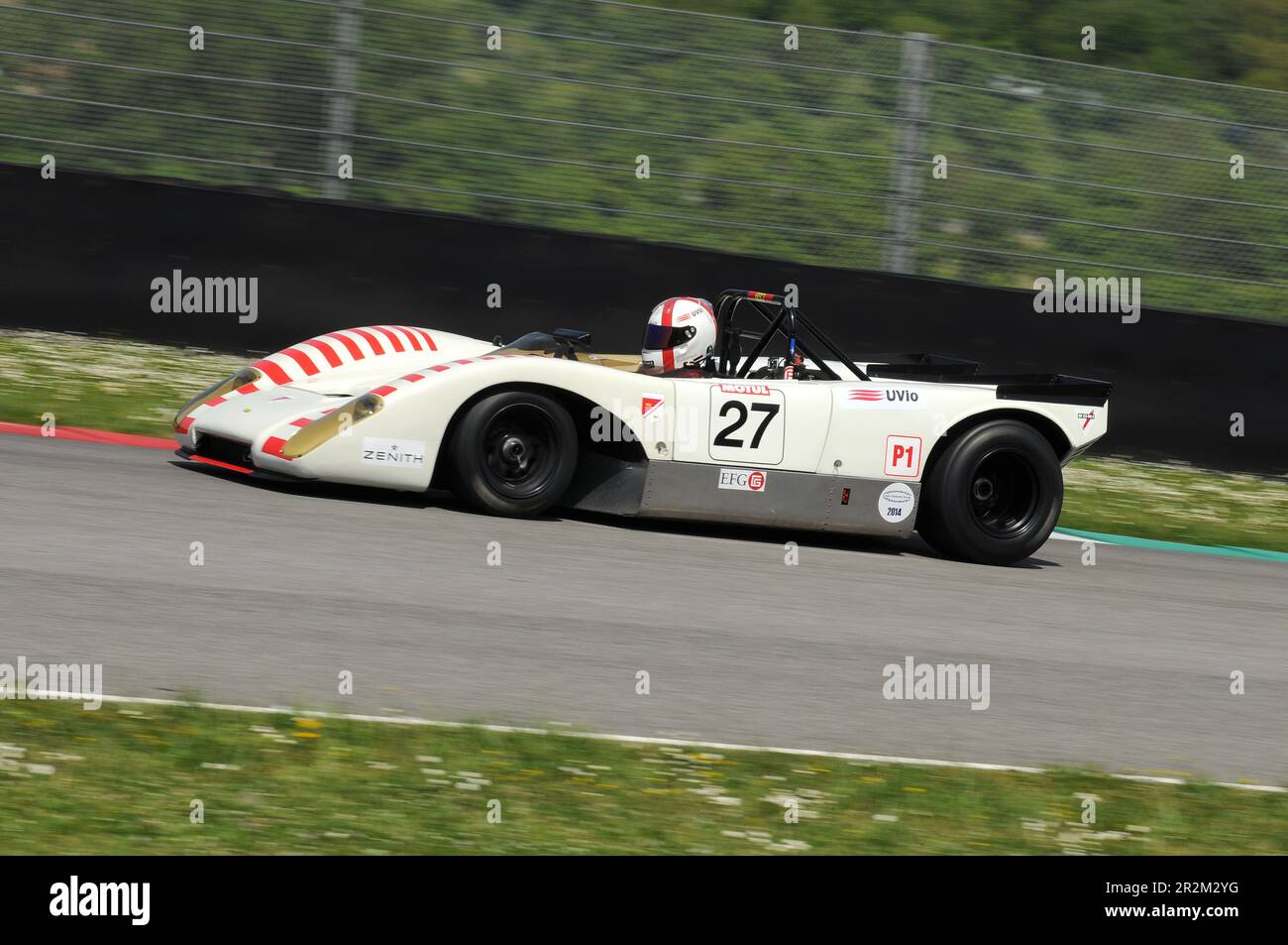 Mugello Historic Classic, 25. April 2014: LOLA T210 FVC 1970, angetrieben von Neil PRIMROSEScott FITZGERALD, während des Trainings auf dem Mugello Circuit, Italien. Stockfoto