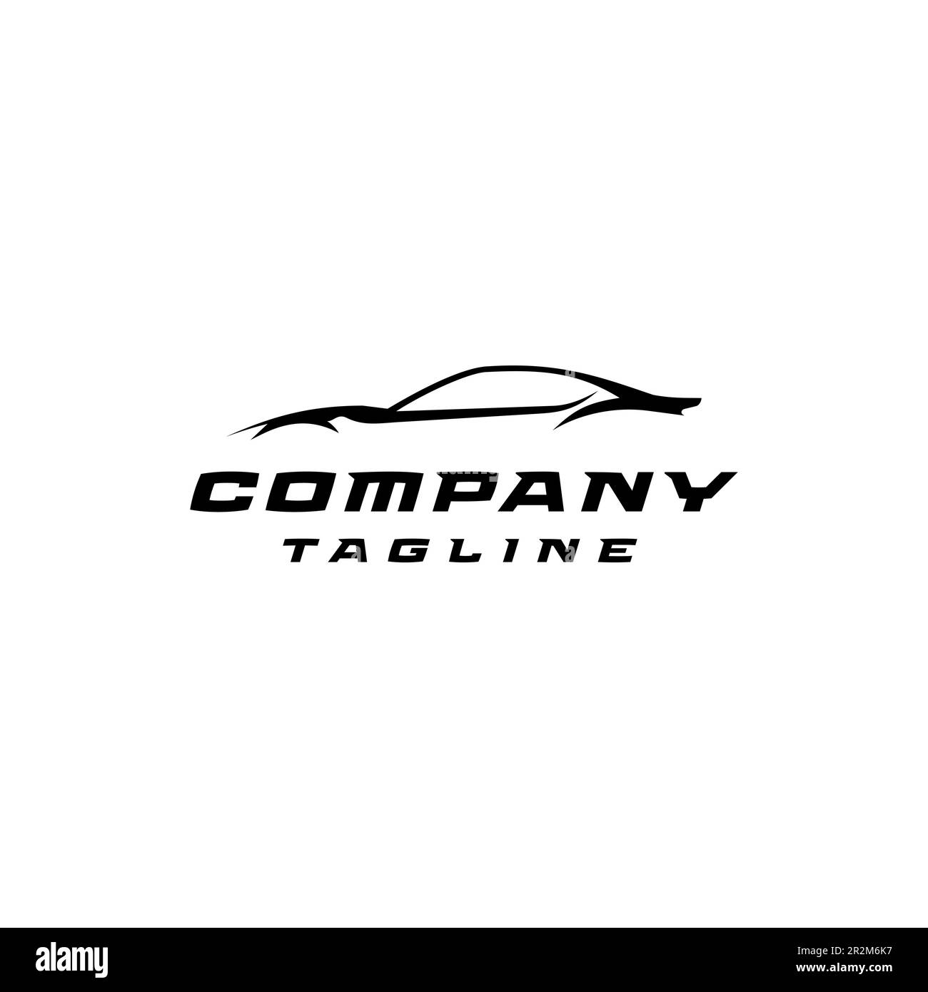 Auffällige Schwarze Sportwagen-Silhouette Abstraktes Logo-Design. Schwarze Silhouette für Sportwagen abstraktes Logo auf weißem Hintergrund. Stock Vektor