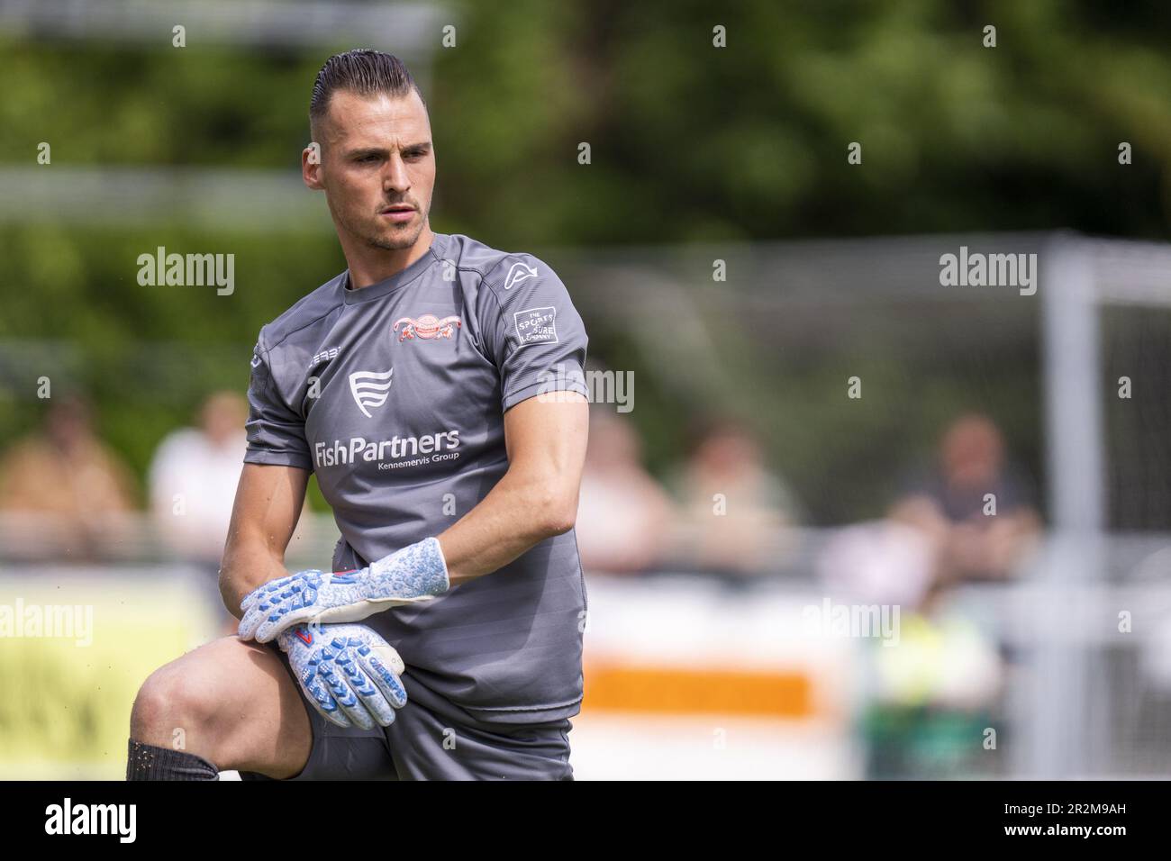 Scheveningen, Niederlande. 20. Mai 2023. SCHEVENINGEN, 20-05-2023, Sportpark Houtrust. Holländischer Fußball Jack's League, Staffel 2022 - 2023. Spiel zwischen Scheveningen und IJsselmeervogels. Torwart Jaimy Schaap von IJsselmeervogels (Foto von Pro Shots/Sipa USA) Guthaben: SIPA US/Alamy Live News Stockfoto