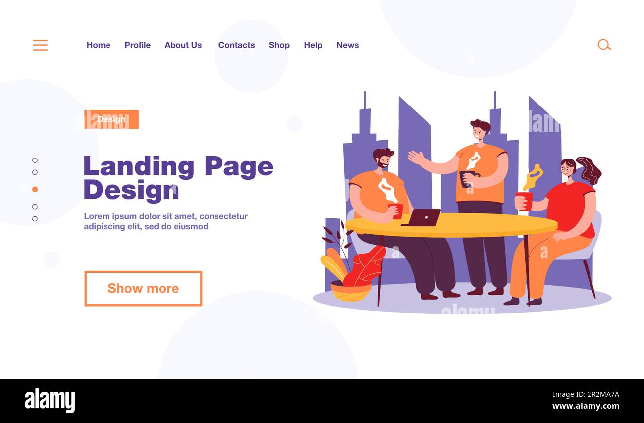 Mitarbeiter machen während der Kaffeepause ein Brainstorming Stock Vektor