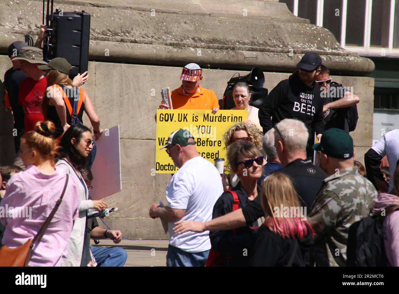 Anti-Globlist, Anti-Impfprotester, Patriotic Alternative View in Newcastle City Centre, Newcastle upon Tyne, Großbritannien. 20. Mai 2023. Kredit: DEW/Alamy Live News Stockfoto