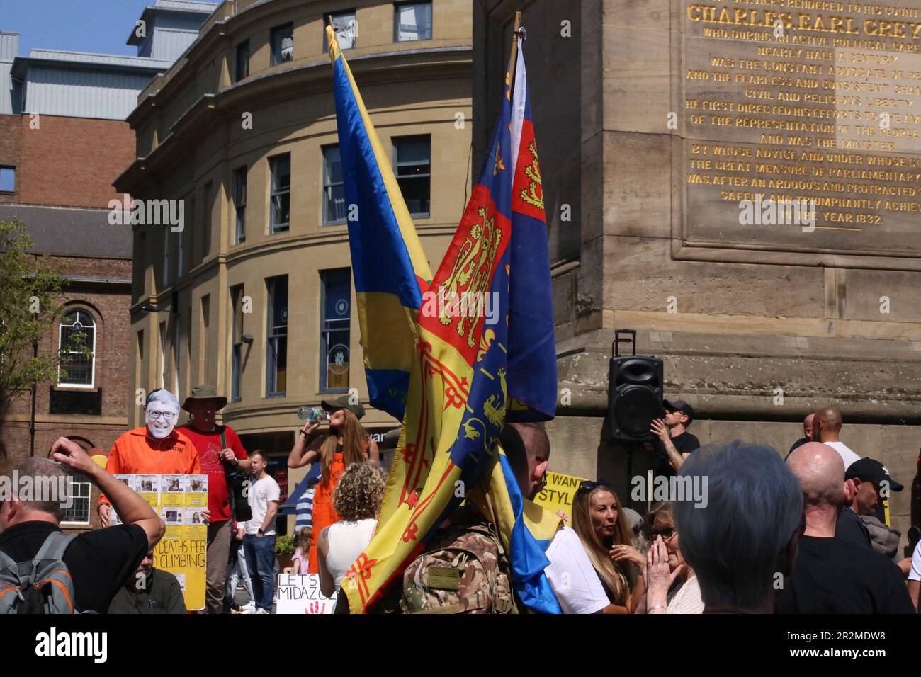 Anti-Globlist, Anti-Impfprotester, Patriotic Alternative View in Newcastle City Centre, Newcastle upon Tyne, Großbritannien. 20. Mai 2023. Kredit: DEW/Alamy Live News Stockfoto