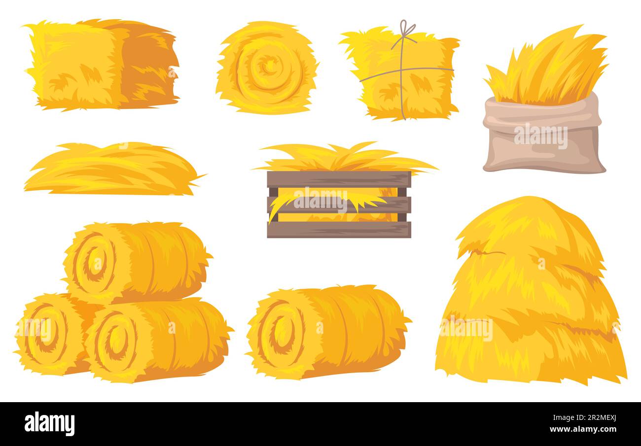 Ballen und Stapel Heu-Vektorsatz Stock Vektor
