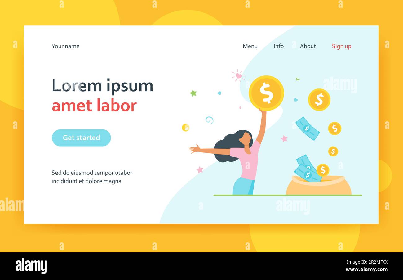 Glückliche Frau, die Geld bekommt Stock Vektor