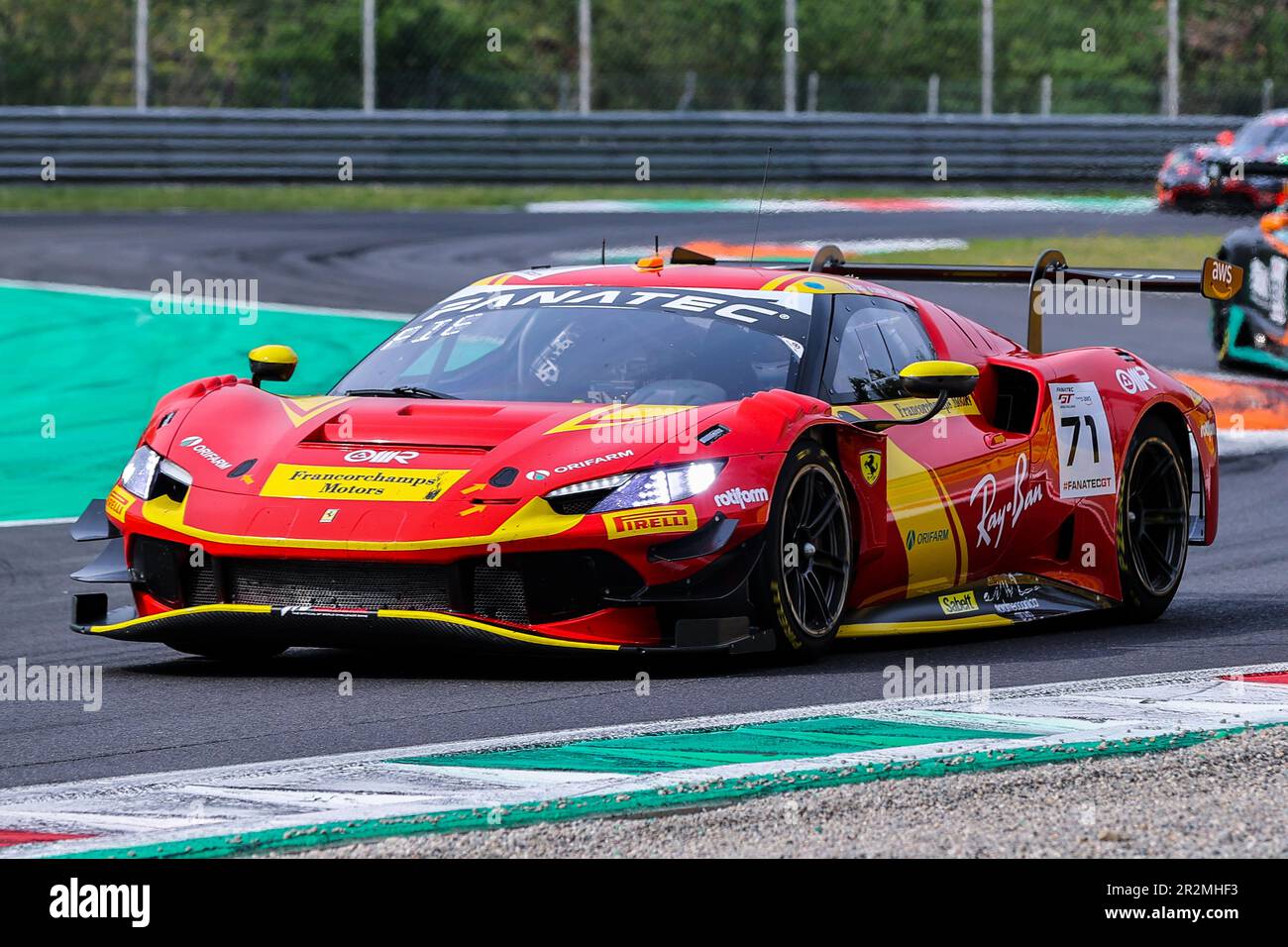 Ferrari 296 GT3 Team AF Corse of Antonio Fuoco, Davide Rigon und Alessandro Pier Guidi fahren während der Fanatec GT World Challenge Europe Monza auf der Autodromo Nazionale Monza in Monza. Stockfoto