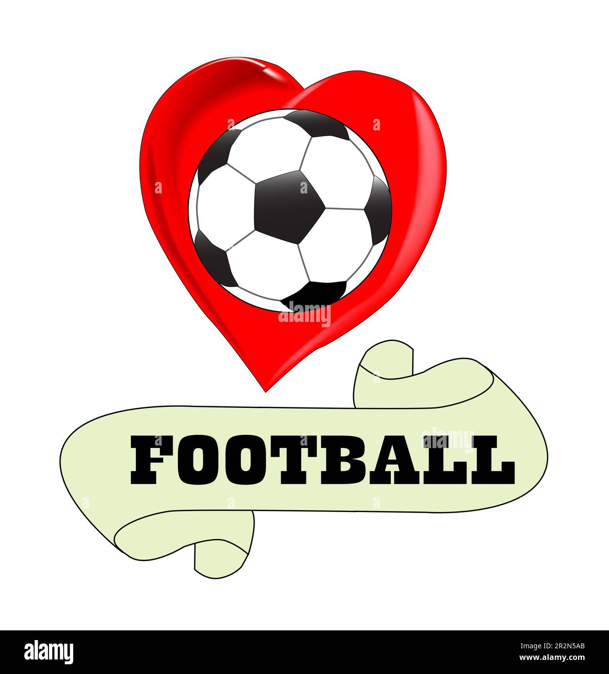 Ein Tattoo-Style mit einem Liebes-Fußball-Herz-Logo Stockfoto