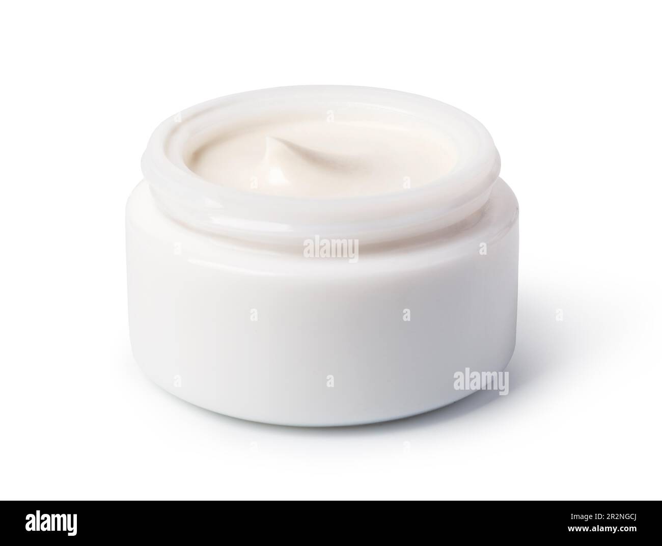 Nahaufnahme eines Beauty Cream Behälters auf weißem Hintergrund Stockfoto