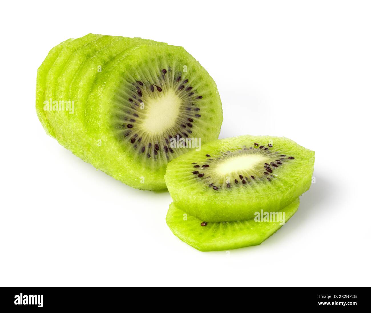 Kiwi in Scheiben Segmente auf weißem Hintergrund Stockfoto