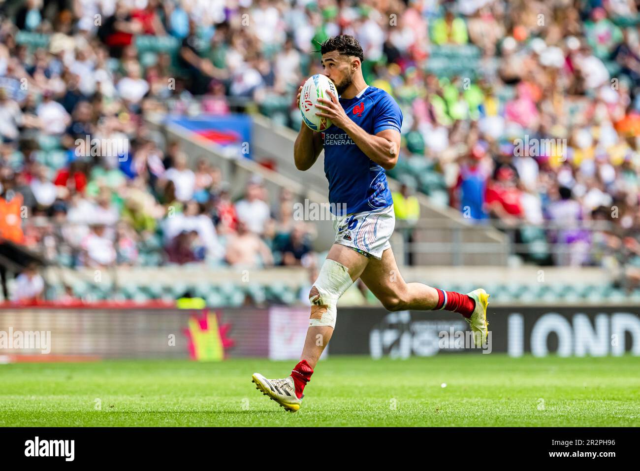 LONDON, VEREINIGTES KÖNIGREICH. 20., Mai 2023. Rayan Rebbadj aus Frankreich während der 7s gegen Spanien 7s – HSBC World Rugby Sevens Series für Männer am Samstag, den 20. Mai 2023 im Twickenham Stadium. LONDON, ENGLAND. Kredit: Taka G Wu/Alamy Live News Stockfoto