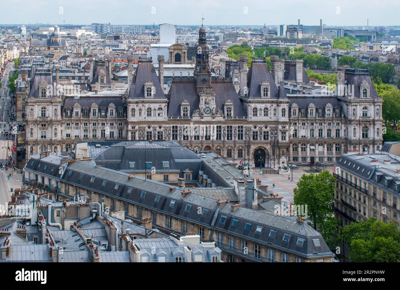 Luftaufnahme des Pariser Rathauses, Frankreich Stockfoto