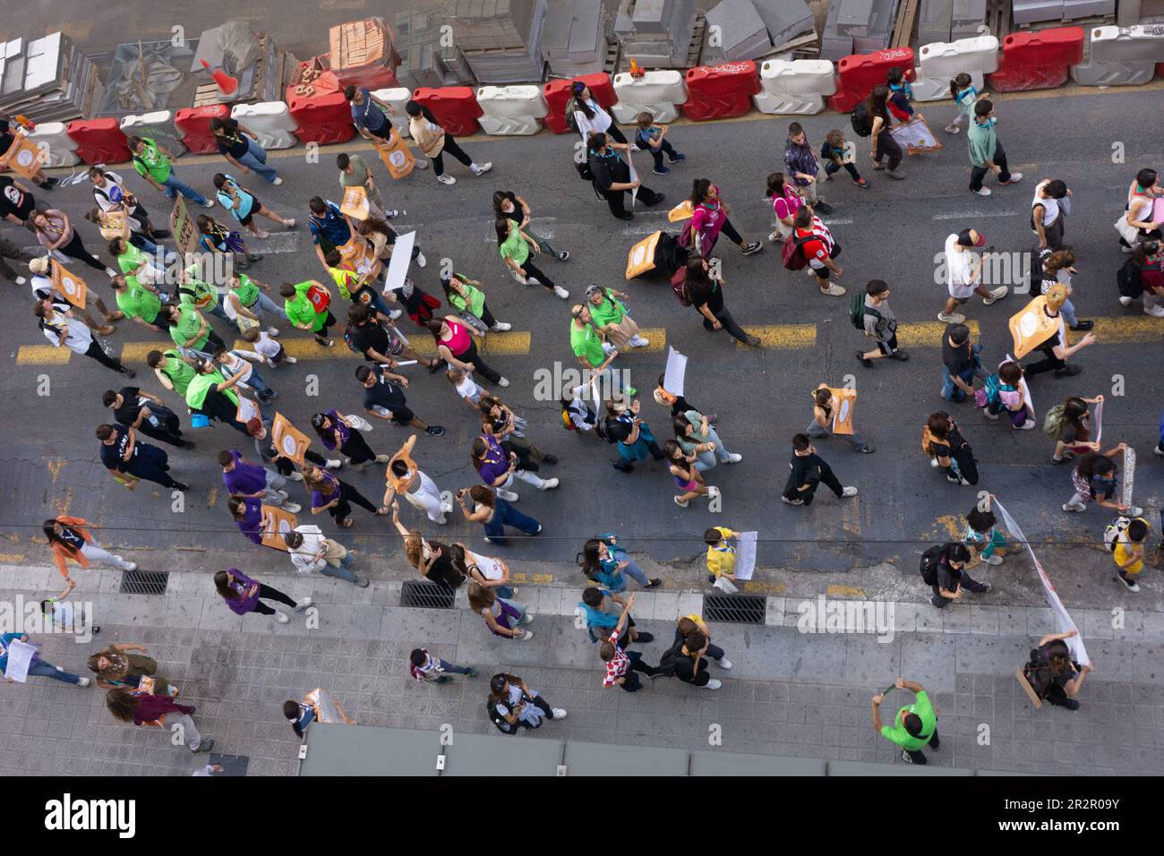 Demonstranten auf den Straßen Barcelonas. Stockfoto