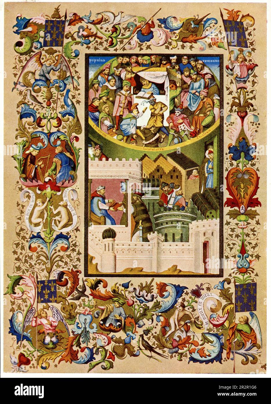 Die 1906 Bildunterschrift lautet: Old French Theater Miniature. Aus einer handschriftlichen Referenzzeit von Karl VI. Aus Frankreich in der Arsenalbibliothek in paris." Karl VI. (Karl VI.) gilt als letzter barocker Kaiser, der letzte Habsburger Emepror. Er war auch der Heilige römische Kaiser. Er war von 1711 bis zu seinem Tod im Jahr 1740 emprronisiert. Stockfoto