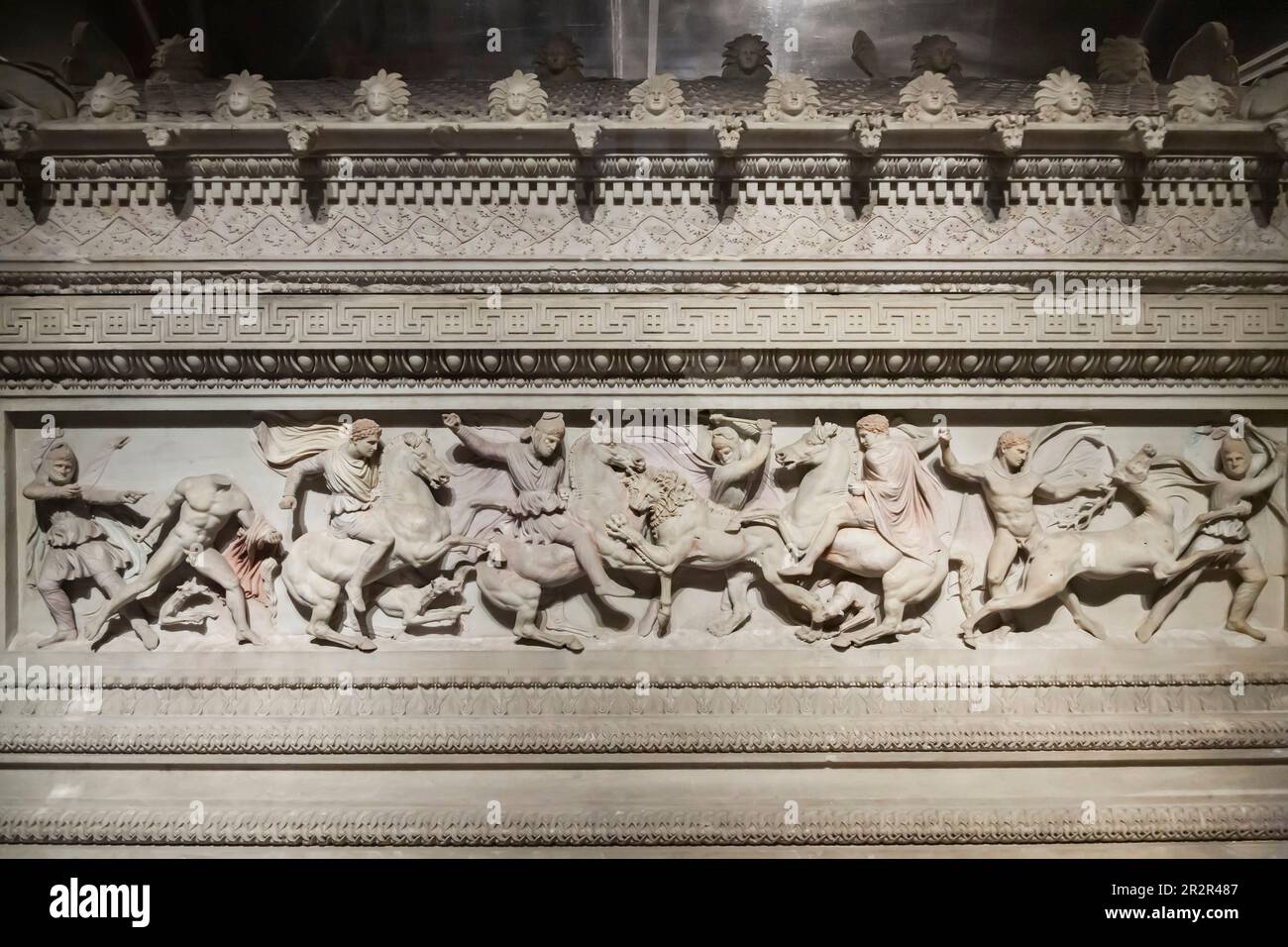 Teil von Alexander Sarcophagus, Marmorschnitzerei, Königliche Nekropole von Sidon, 4 Cent.B.C., Istanbul Archäologiemuseen, Istanbul, Türkei Stockfoto