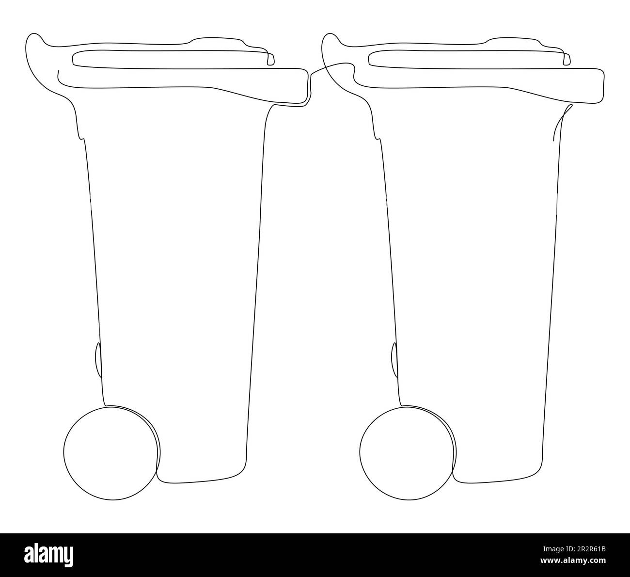 Eine durchgehende Reihe Mülltonnen. Vektorkonzept zur Darstellung dünner Linien. Kontur Zeichnen kreativer Ideen. Stock Vektor